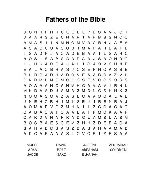 Fathers of the Bible Word Search Puzzle