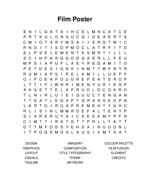 Film Poster Word Search Puzzle