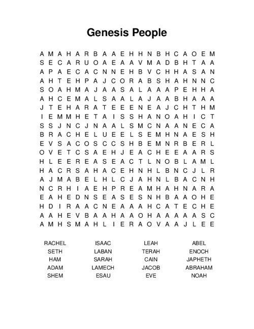 Genesis People Word Search Puzzle