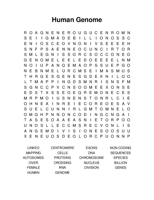 Human Genome Word Search Puzzle