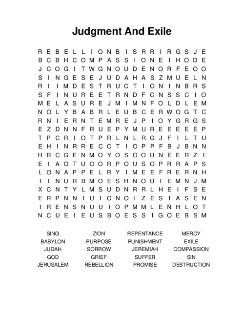 Judgment And Exile Word Search Puzzle