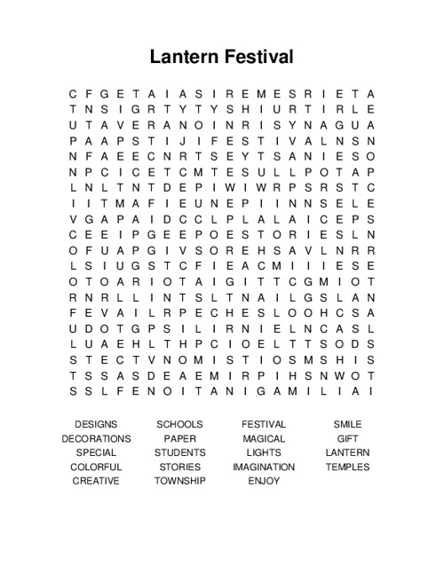 Lantern Festival Word Search Puzzle