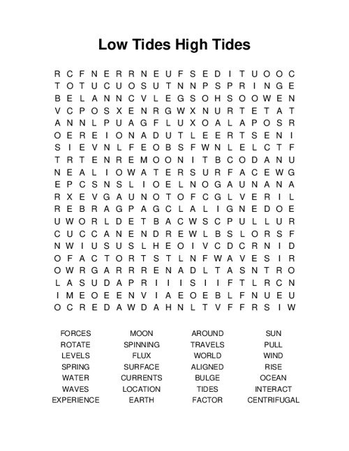 Low Tides High Tides Word Search Puzzle