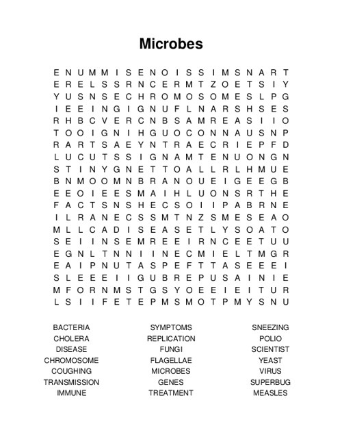 Microbes Word Search Puzzle