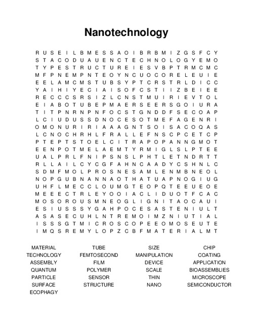 Nanotechnology Word Search Puzzle
