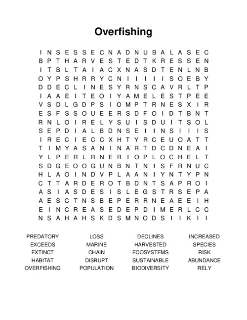 Overfishing Word Search Puzzle