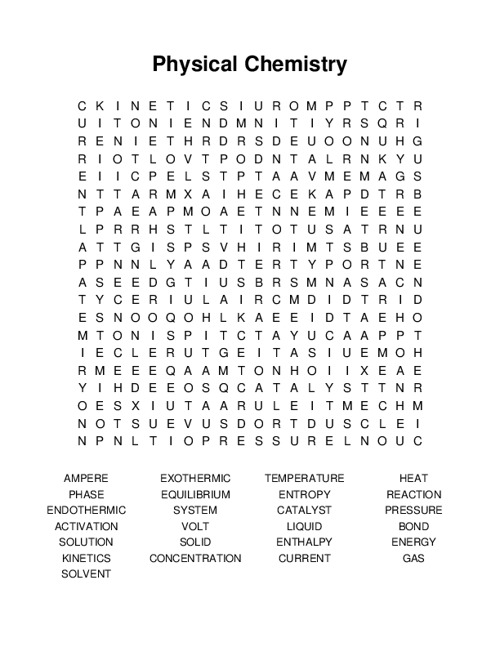 Physical Chemistry Word Search Puzzle