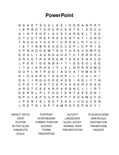 PowerPoint Word Search Puzzle