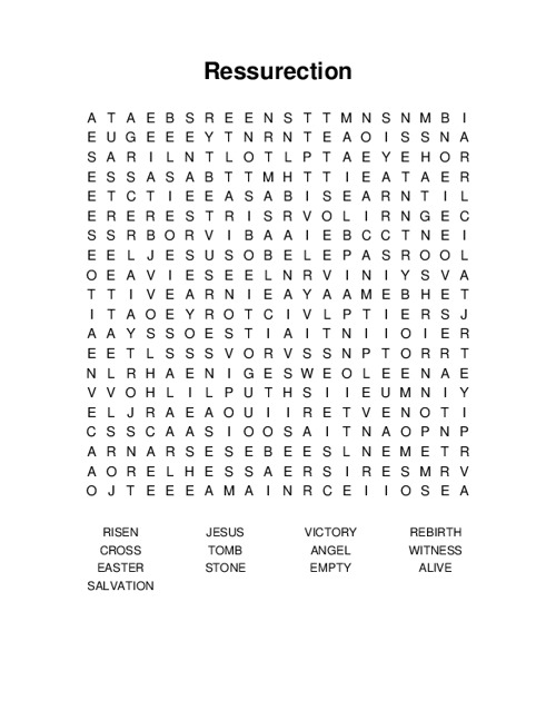 Ressurection Word Search Puzzle