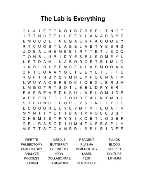 The Lab is Everything Word Search Puzzle