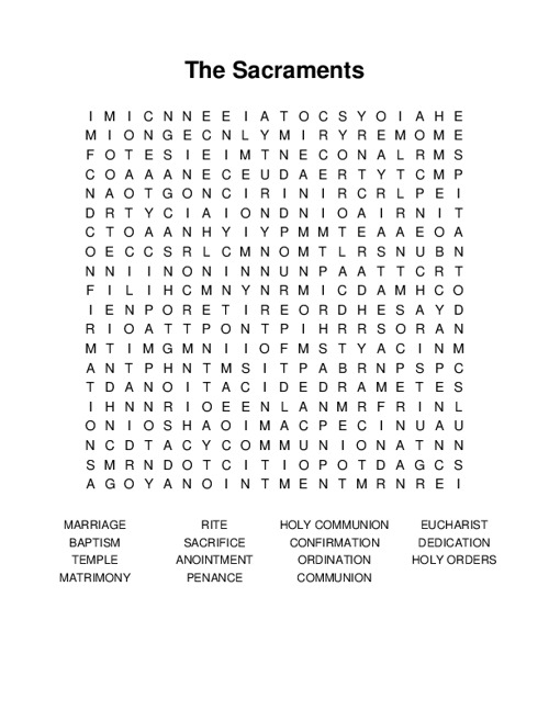 The Sacraments Word Search Puzzle