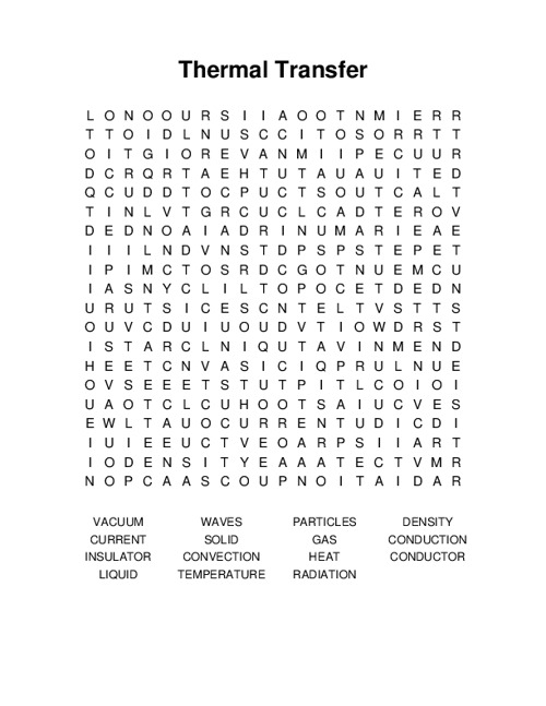 Thermal Transfer Word Search Puzzle