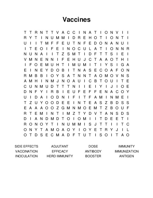 Vaccines Word Search Puzzle