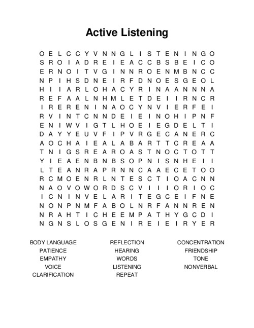 Active Listening Word Search Puzzle