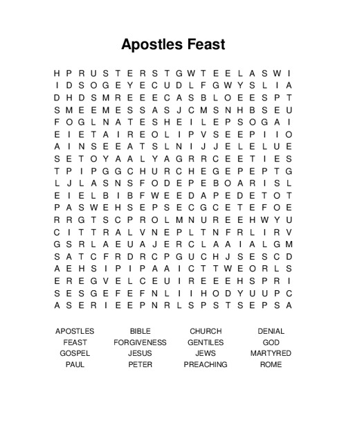 Apostles Feast Word Search Puzzle