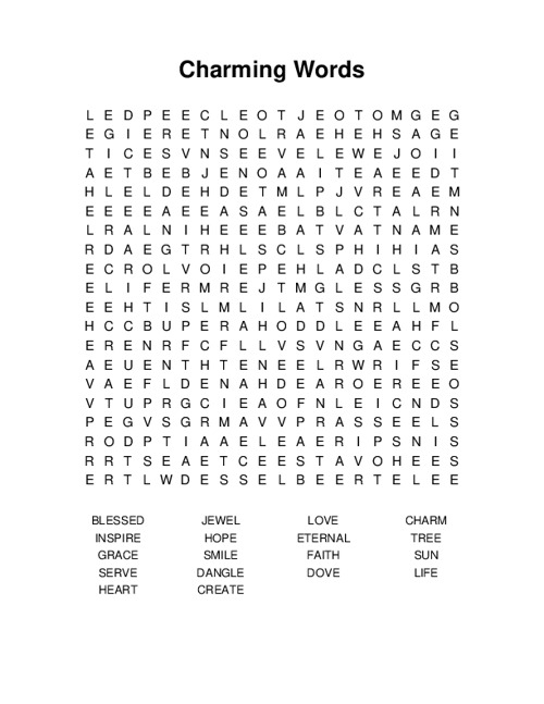 Charming Words Word Search Puzzle