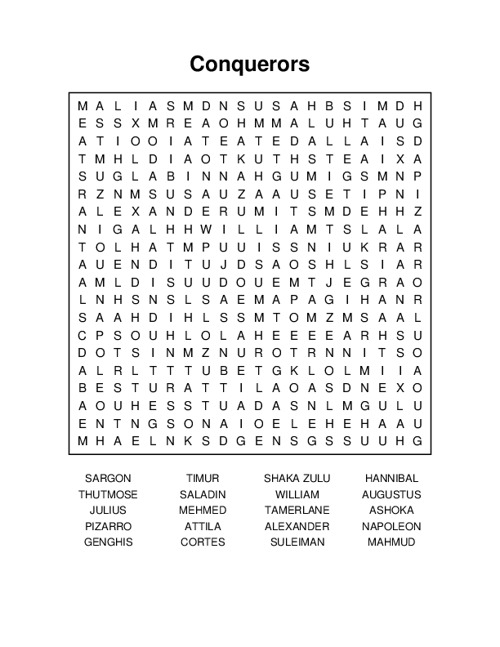 Conquerors Word Search Puzzle