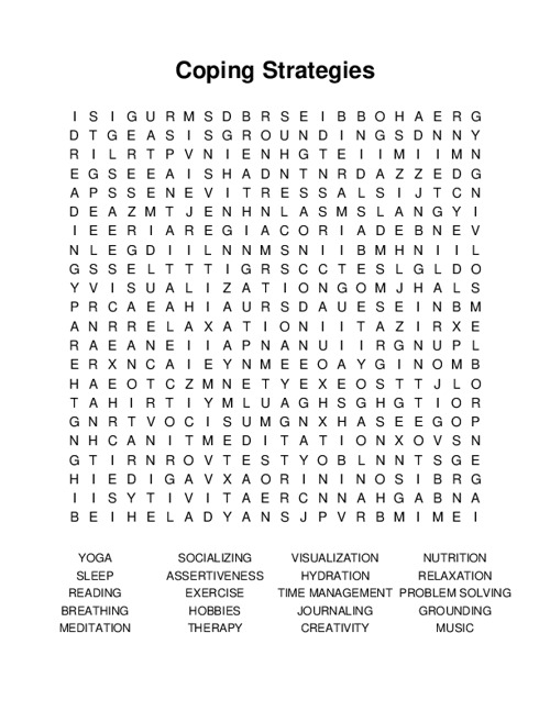 Coping Strategies Word Search Puzzle