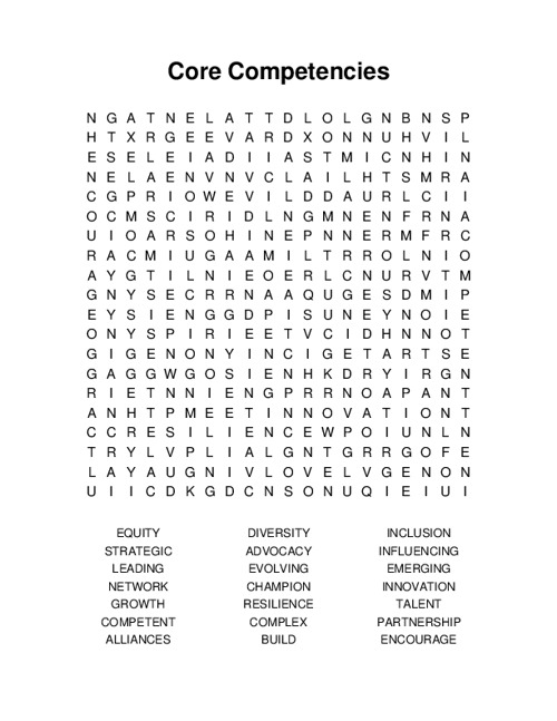 Core Competencies Word Search Puzzle