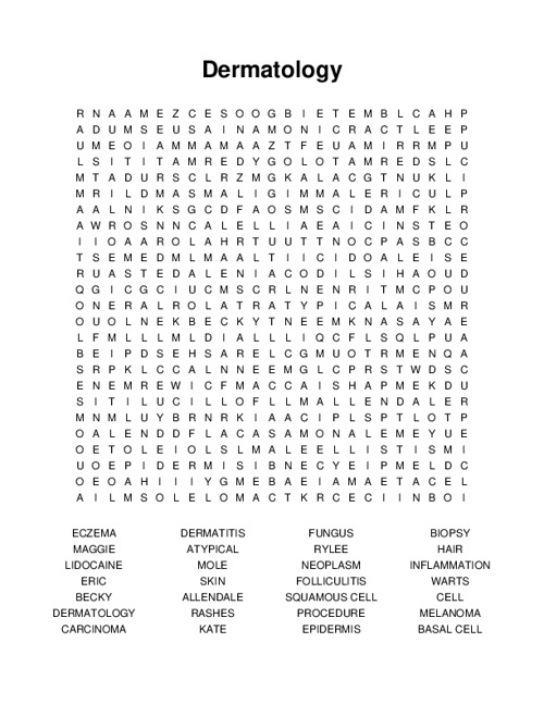 Dermatology Word Search Puzzle