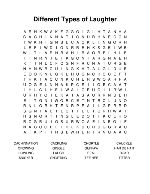 Different Types of Laughter Word Search Puzzle