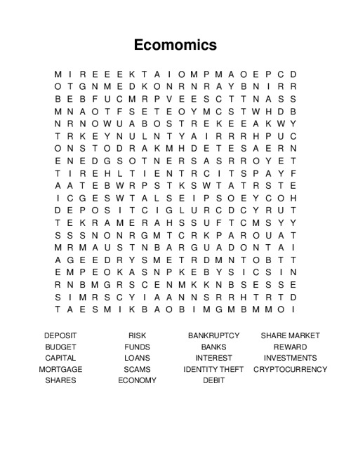 Ecomomics Word Search Puzzle