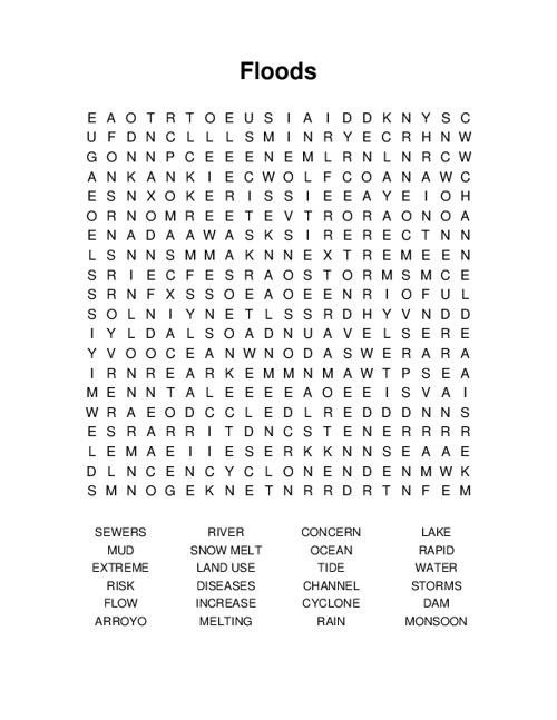 Floods Word Search Puzzle