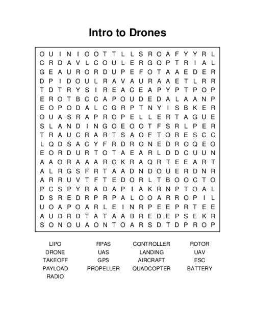 Intro to Drones Word Search Puzzle