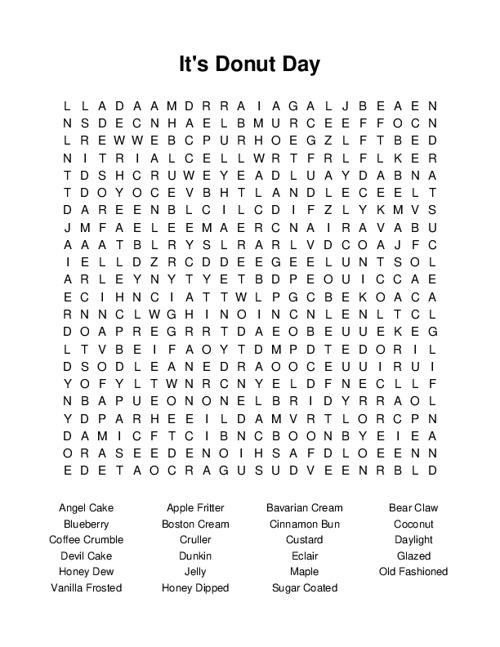 Its Donut Day Word Search Puzzle