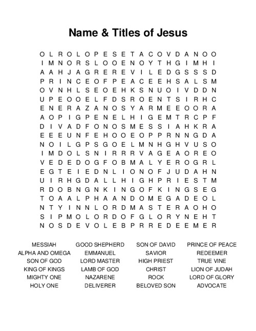 Name & Titles of Jesus Word Search Puzzle