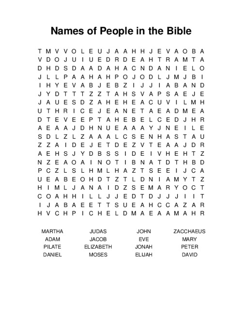 Names of People in the Bible Word Search Puzzle