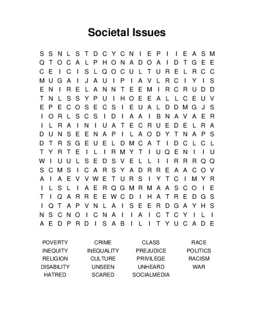 Societal Issues Word Search Puzzle