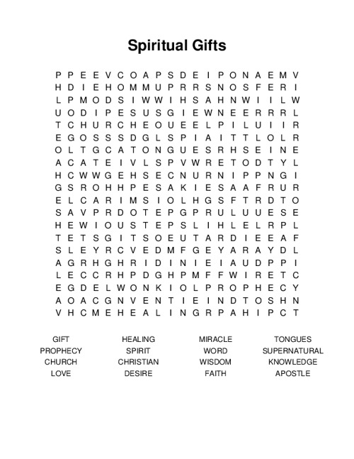 Spiritual Gifts Word Search Puzzle