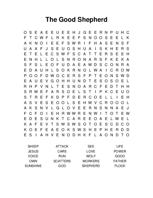 The Good Shepherd Word Search Puzzle