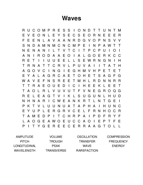 Waves Word Search Puzzle