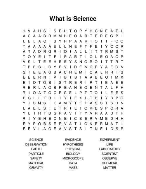 What is Science Word Search Puzzle