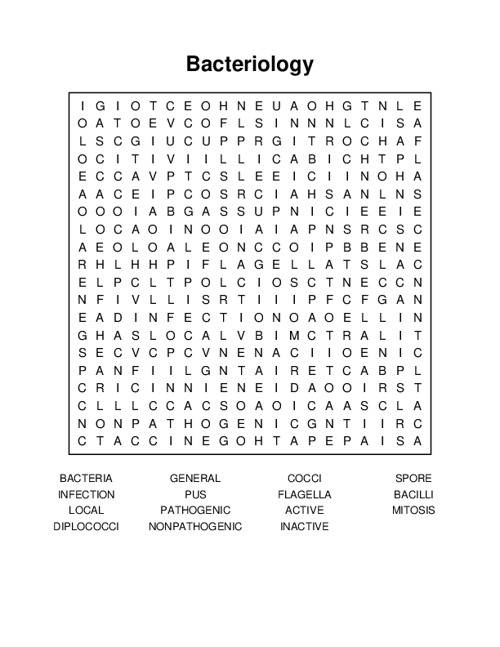 Bacteriology Word Search Puzzle