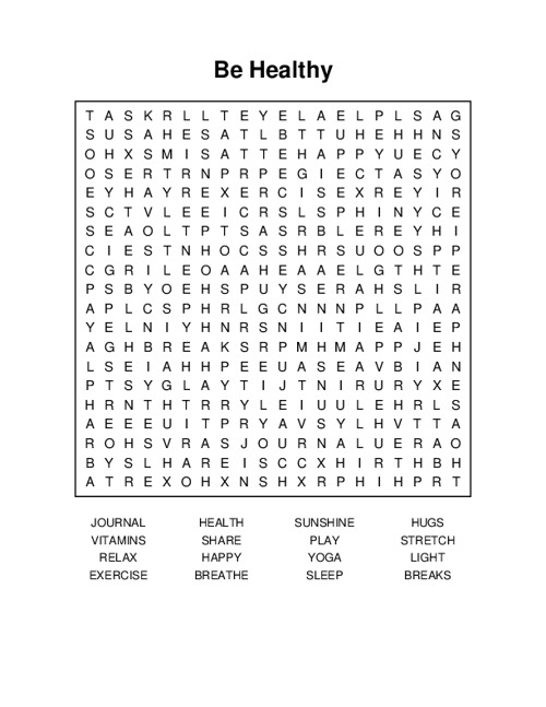 Be Healthy Word Search Puzzle