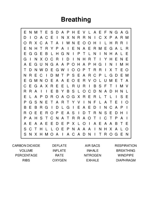 Breathing Word Search Puzzle