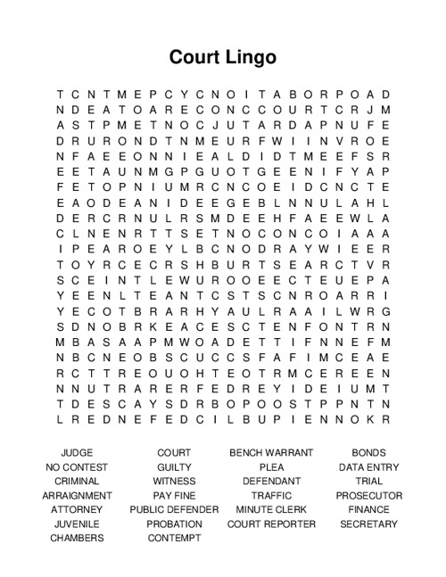 Court Lingo Word Search Puzzle