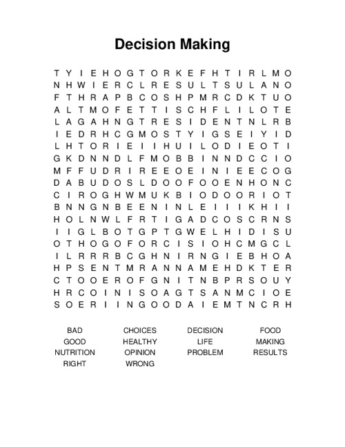 Decision Making Word Search Puzzle