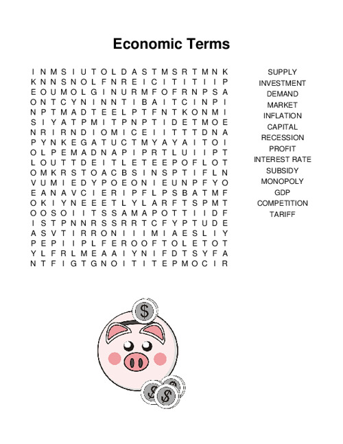 Economic Terms Word Search Puzzle