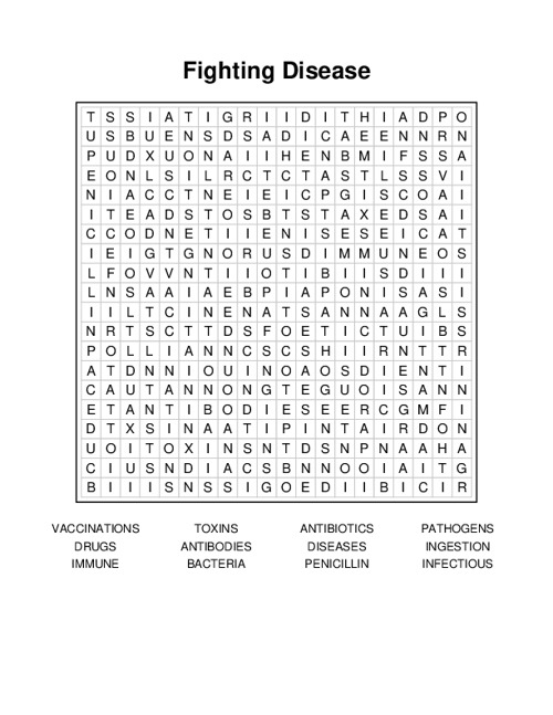 Fighting Disease Word Search Puzzle