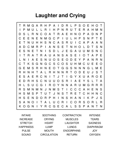 Laughter and Crying Word Search Puzzle