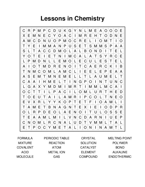 Lessons in Chemistry Word Search Puzzle