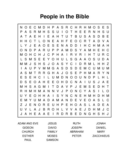 People in the Bible Word Search Puzzle