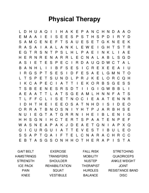 Physical Therapy Word Search Puzzle