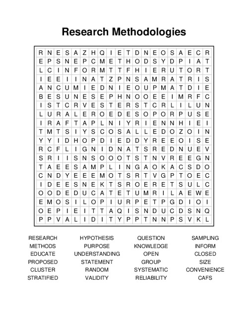 Research Methodologies Word Search Puzzle