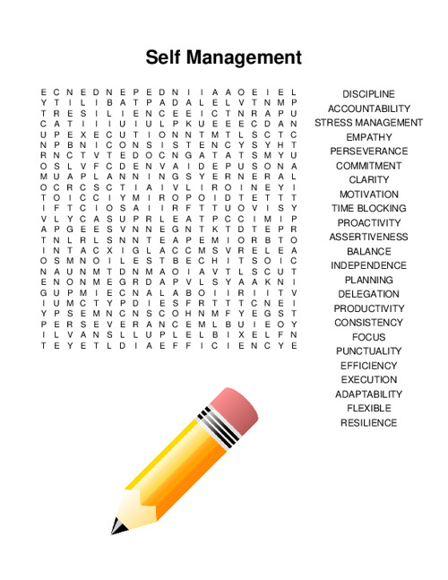 Self Management Word Search Puzzle