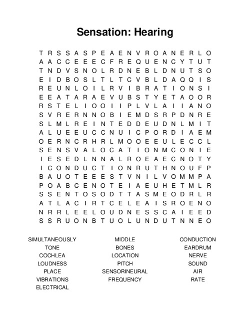 Sensation: Hearing Word Search Puzzle